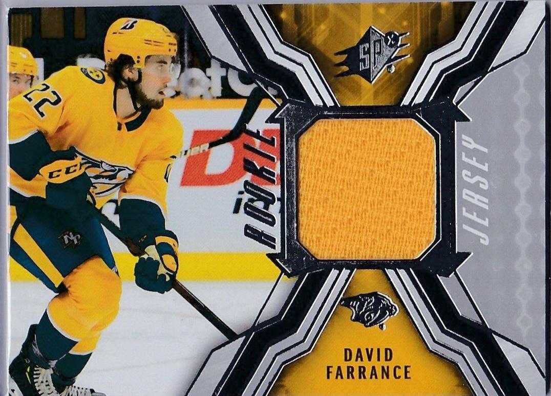 David Farrance #RJ-DF Hockey Cards 2021 SPx Rookie Jersey