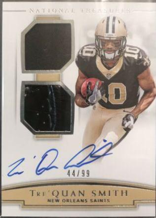 Tre'Quan Smith Football Cards 2018 National Treasures Rookie Dual Materials