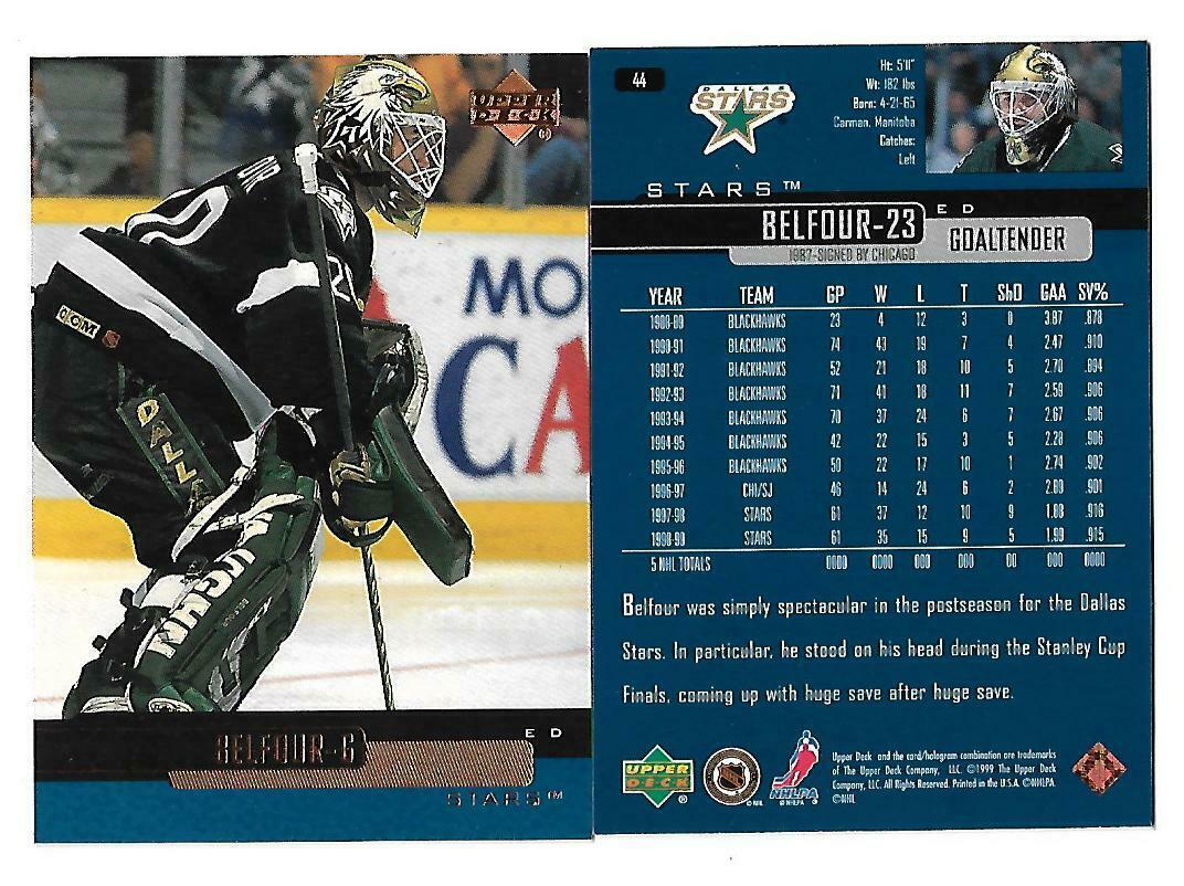 Ed Belfour #44 Hockey Cards 1999 Upper Deck