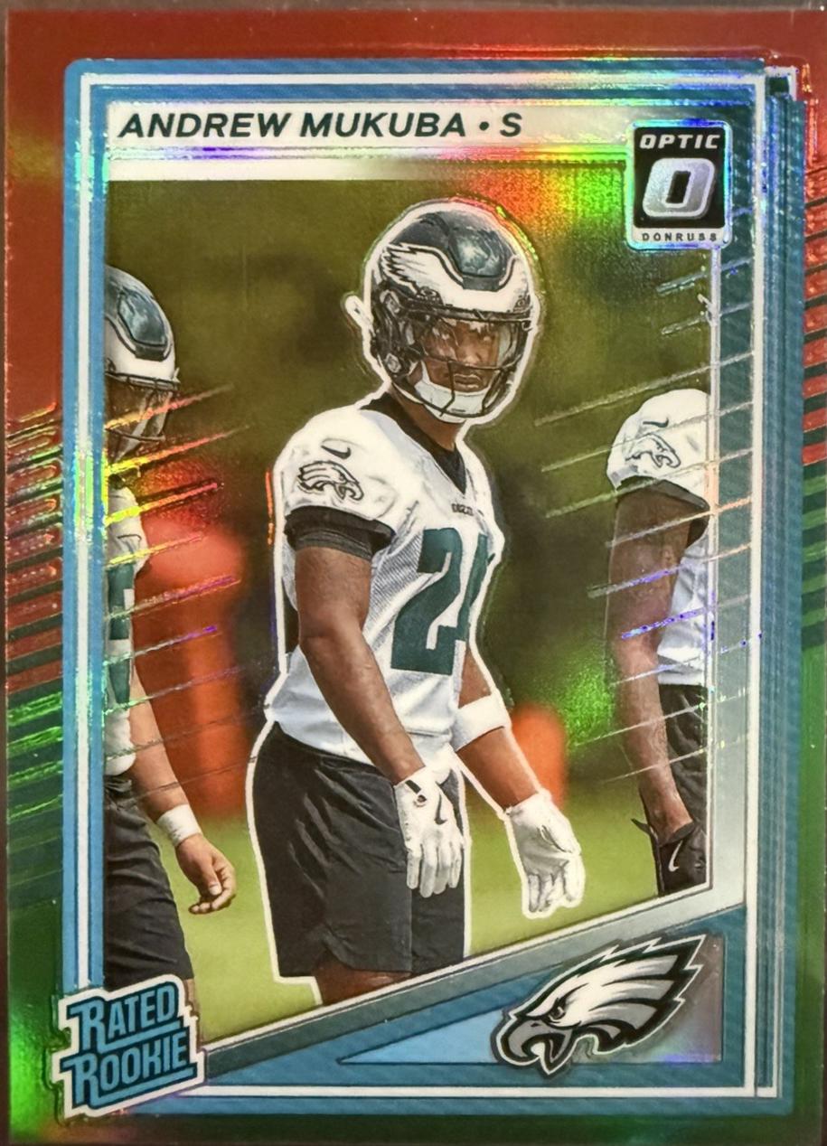 Andrew Mukuba [Red Green Optic Preview] #380 Prices | 2025 Panini ...