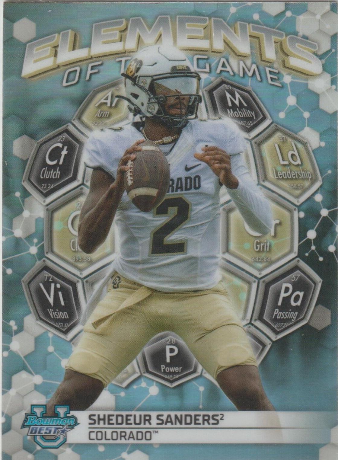 Shedeur Sanders #ETG-18 Football Cards 2023 Bowman's Best University Elements of the Game