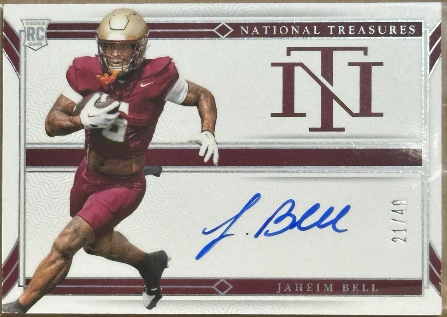 Jaheim Bell #TL-JB Football Cards 2024 Panini National Treasures Collegiate Team Logo Signature