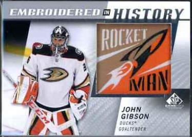 John Gibson #38 Hockey Cards 2021 SP Game Used Embroidered in History