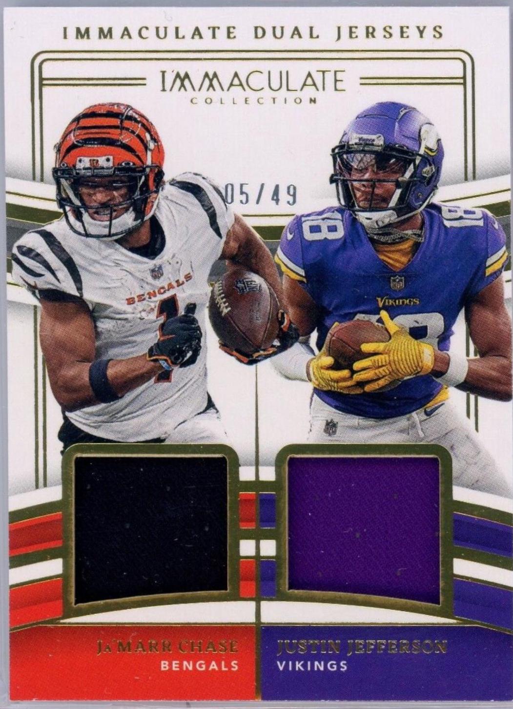 Ja'Marr Chase / Justin Jefferson #6 Football Cards 2023 Panini Immaculate Dual Jersey