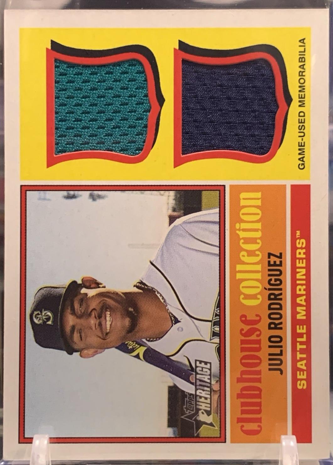 Julio Rodriguez #CCSDR-JR Baseball Cards 2025 Topps Heritage Clubhouse Collection Single Player Dual Relic