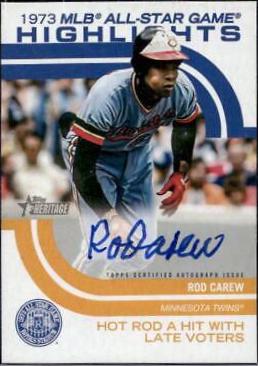 Rod Carew #ASGH-RC Baseball Cards 2022 Topps Heritage 1973 MLB All Star Game Highlights Autographs