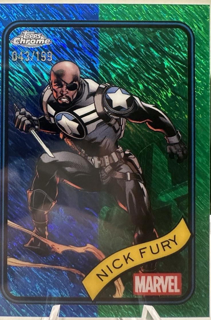 Nick Fury Blue & Green Shimmer Refractor