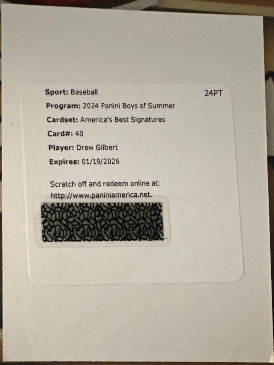 Drew Gilbert #AME-DG Baseball Cards 2024 Panini Boys of Summer America's Best Signature
