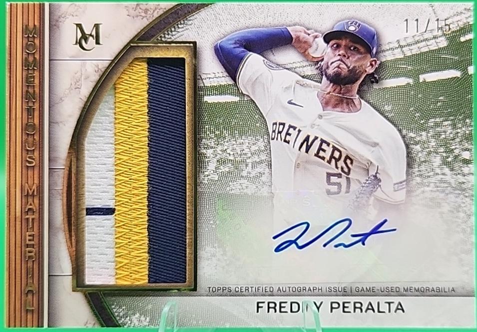 Freddy Peralta #MMJPA-FP 2025 Topps Museum Collection Momentous Material Jumbo Patch Autograph Baseball