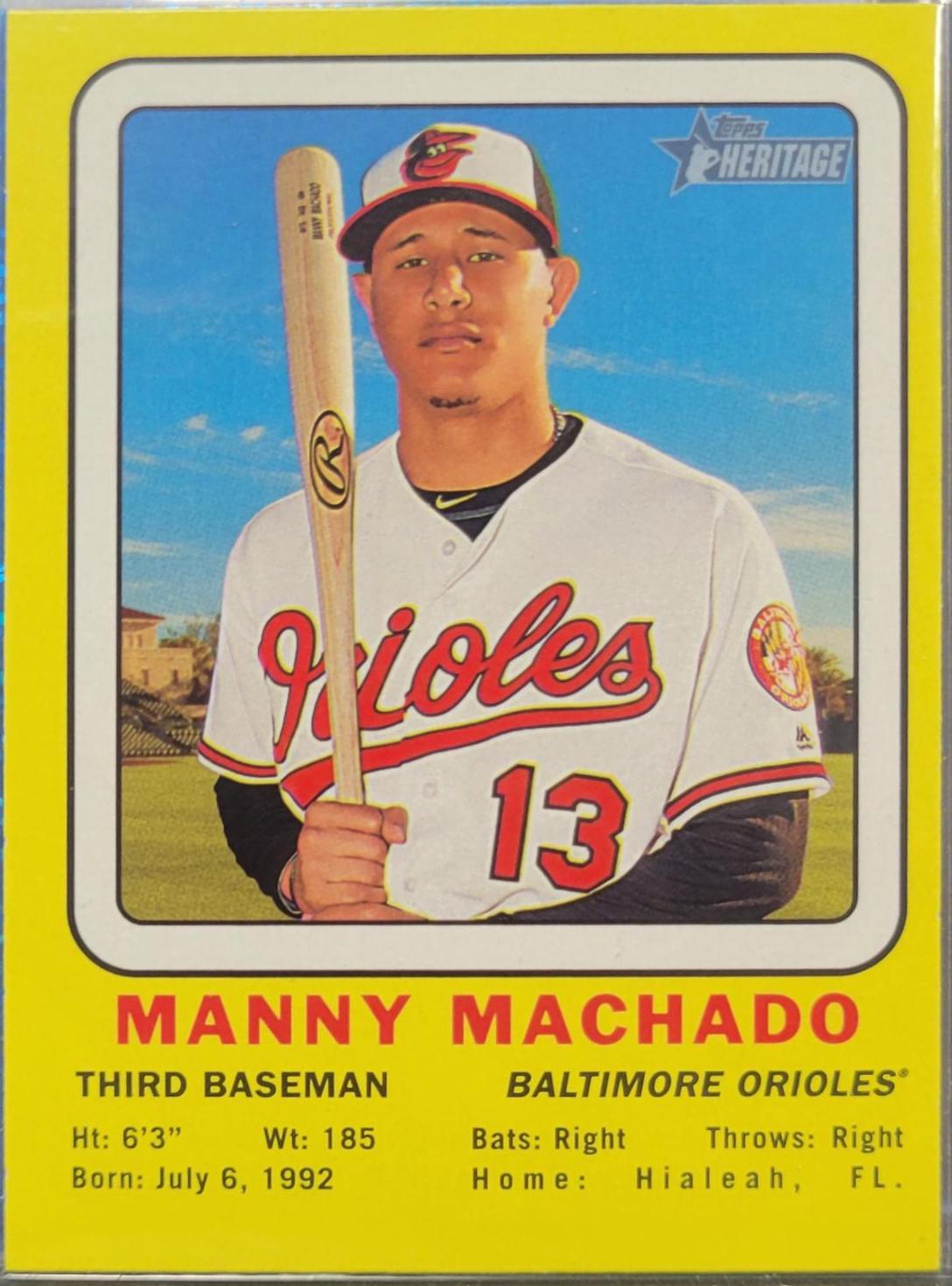 Manny Machado #MM Baseball Cards 2018 Topps Heritage 1969 Collector Cards