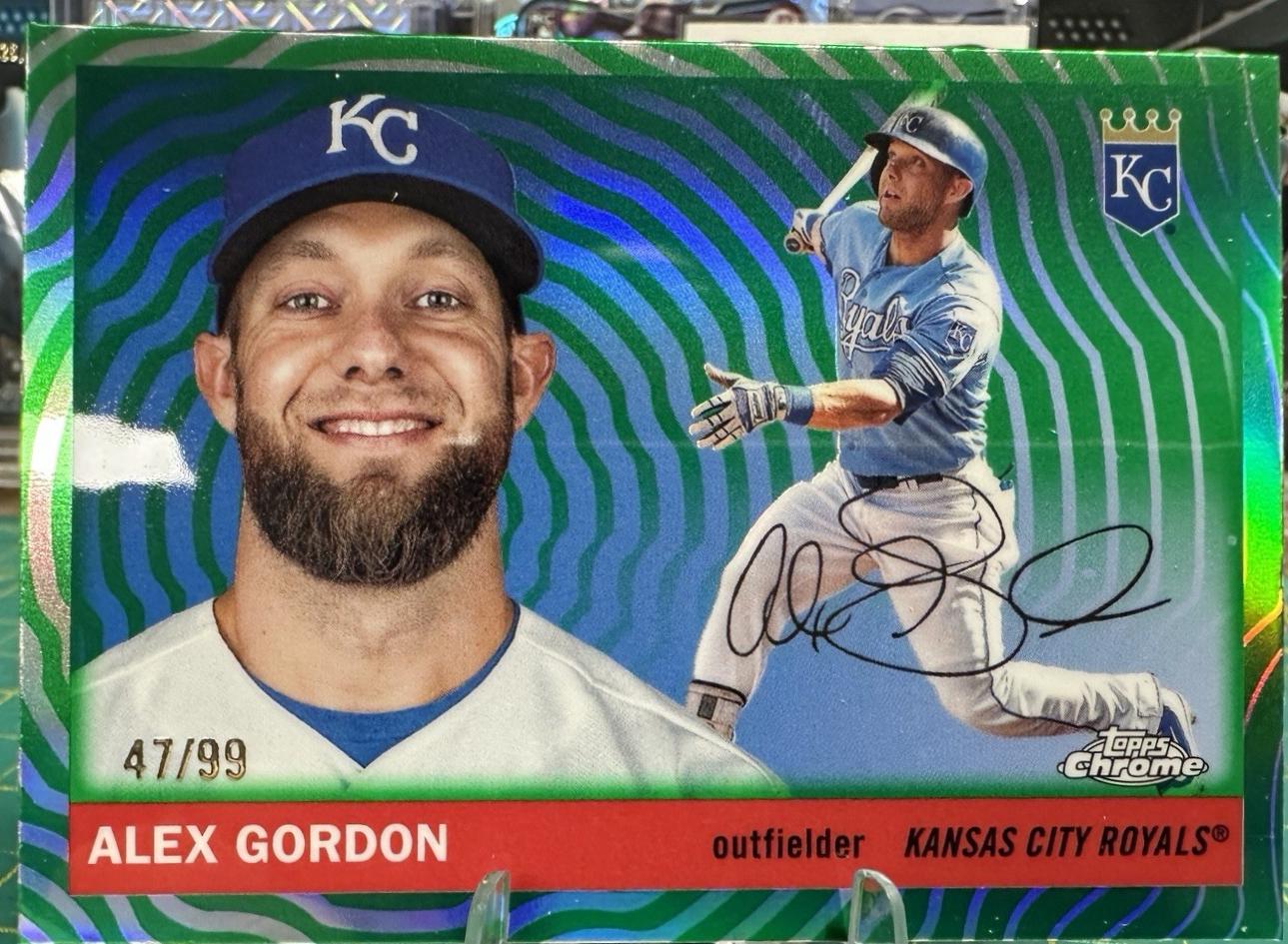 2025 Topps Chrome Platinum Alex Gordon [Green Vibrations Refractor] #419 card