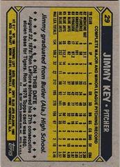 Back Of Card | Jimmy Key Baseball Cards 1987 Topps