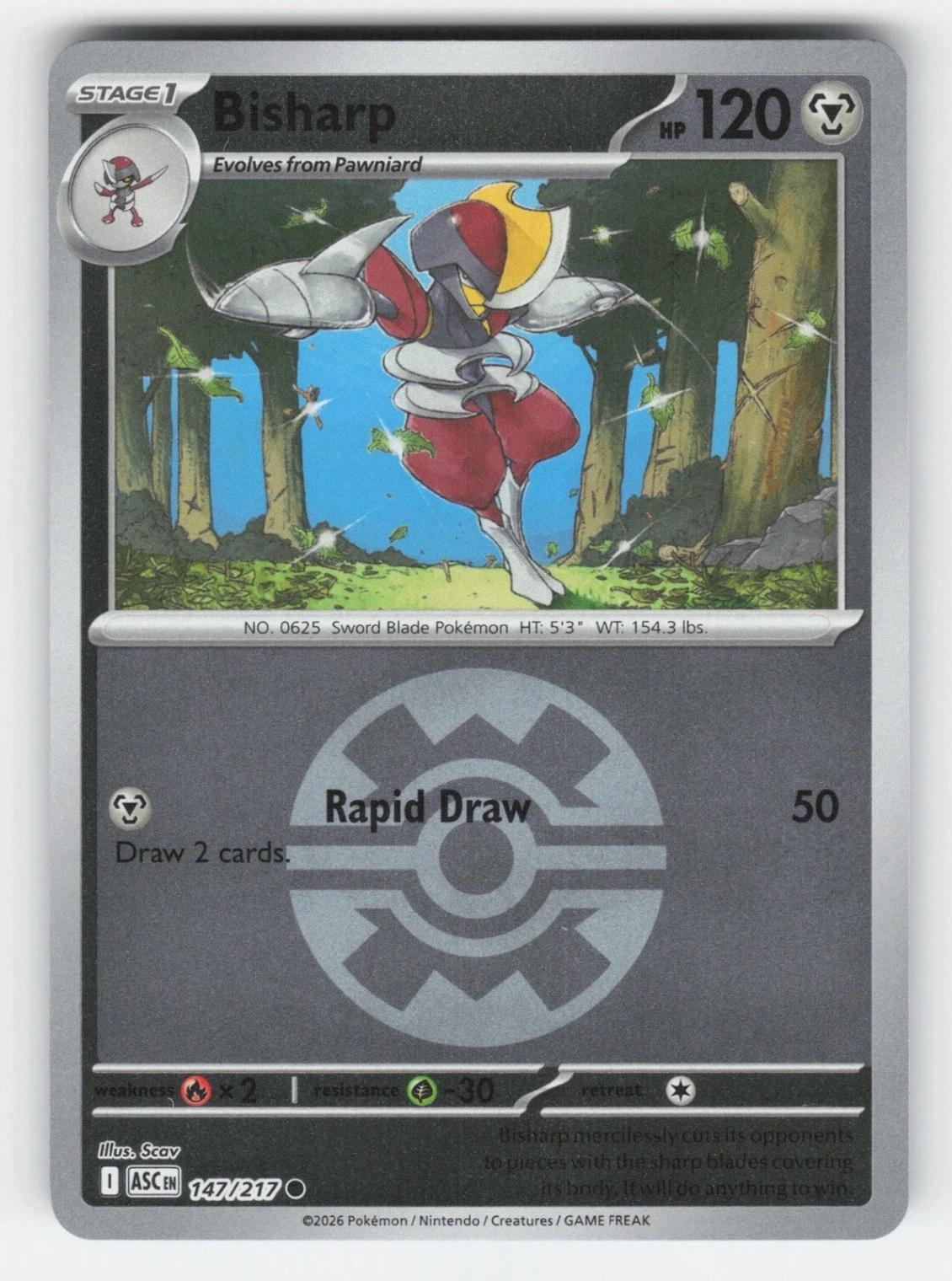 pokemon bisharp card Shiny Bisharp Ultra Rare Paldean Fates 186/091, NM Pokemon Card main image 1