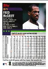 Back Of Card | Fred McGriff Baseball Cards 2000 Topps