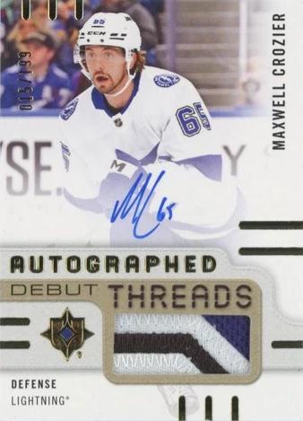 Maxwell Crozier #ADT-CR 2024 Ultimate Collection Autograph Debut Threads Hockey
