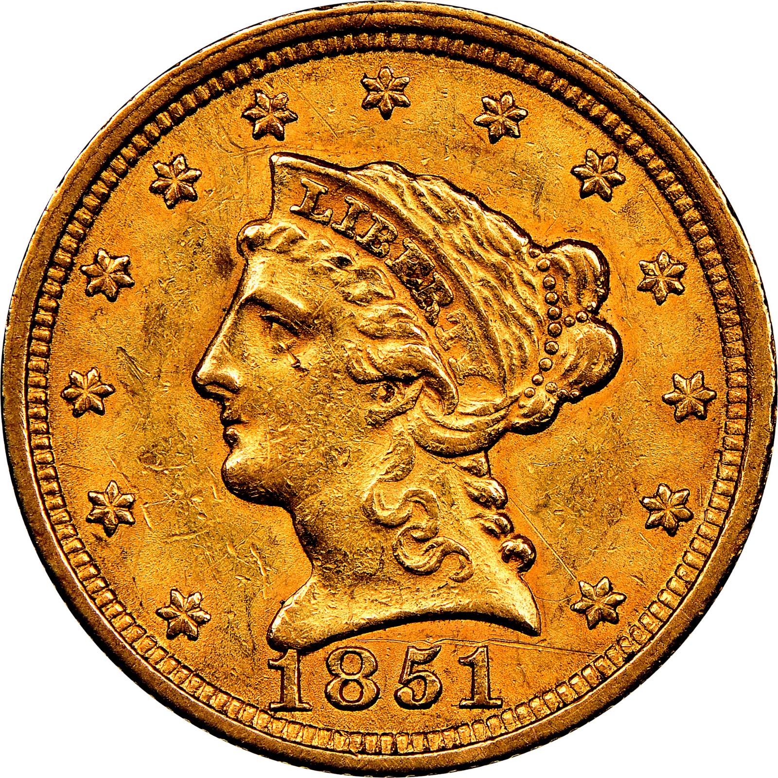 1851 Coins Liberty Head Quarter Eagle