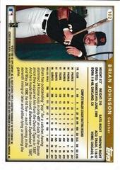 Back Of Card | Brian Johnson Baseball Cards 1999 Topps