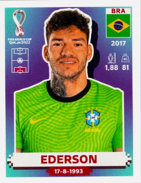 Ederson #BRA4 2022 Panini World Cup Qatar Stickers Soccer