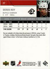 Back Of Card | Derek Roy Hockey Cards 2006 Upper Deck