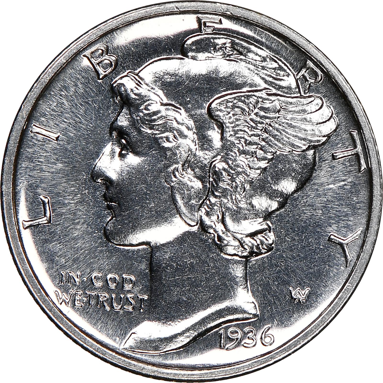 1936 Coins Mercury Dime