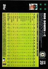 Back Of Card | Rob Bowan Baseball Cards 2007 Topps Update & Highlights