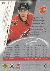 Back Of Card | Jarome Iginla Hockey Cards 2003 Upper Deck Ice