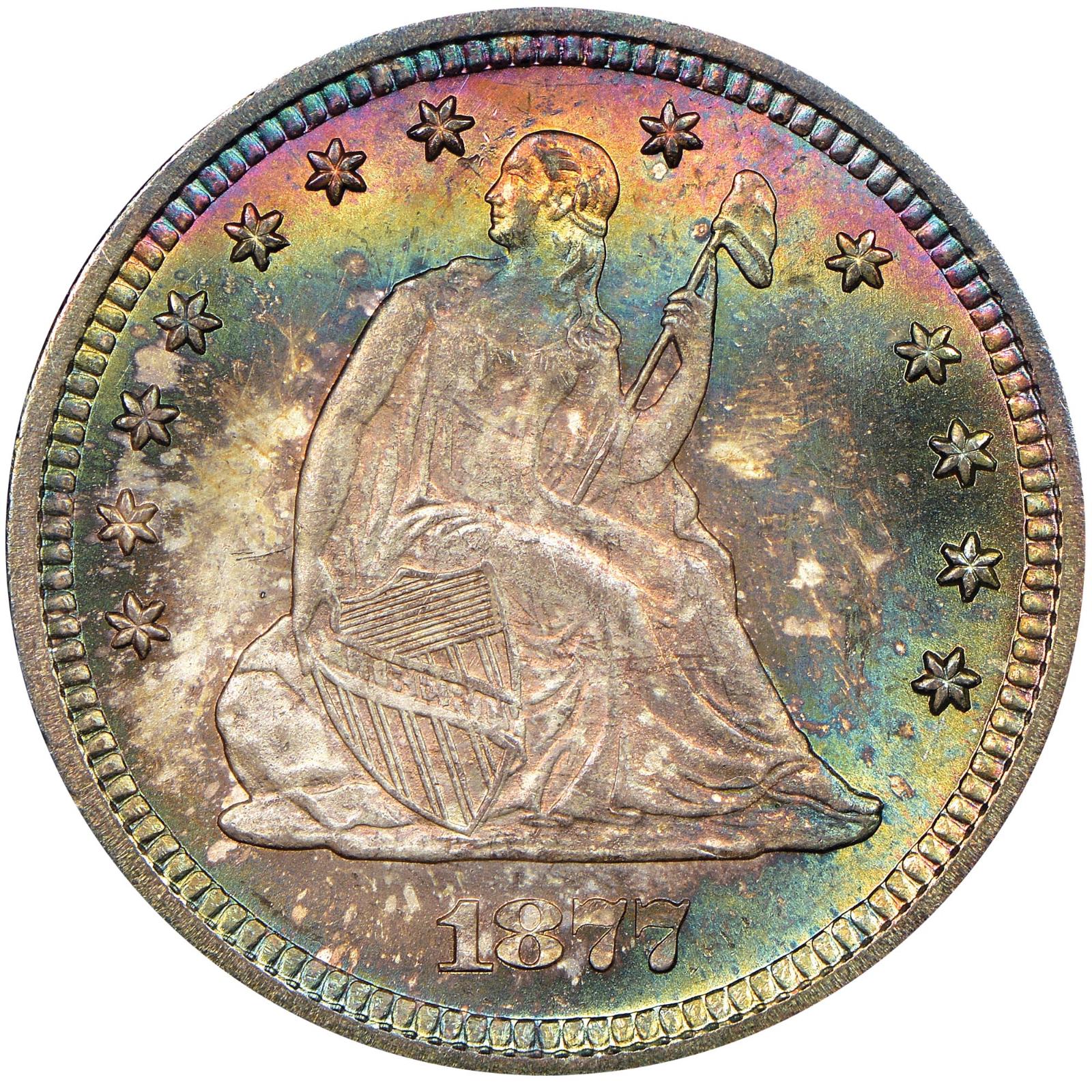 1877 S Coins Seated Liberty Quarter