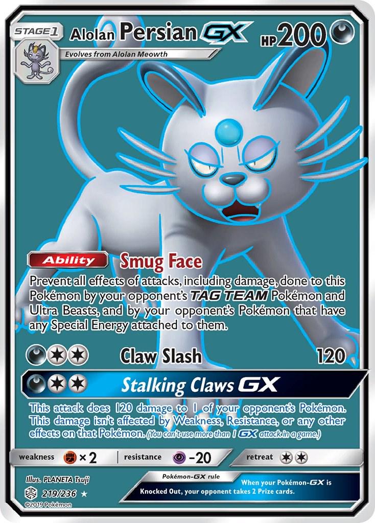 Alolan Persian GX #219 Pokemon Cosmic Eclipse