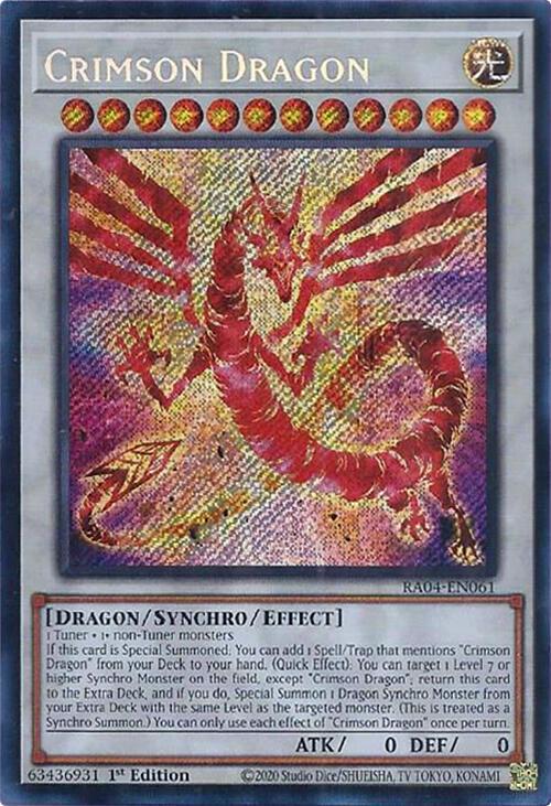 Crimson Dragon [Ultimate Rare] RA04-EN061 Prices | YuGiOh Quarter Century  Stampede | YuGiOh Cards