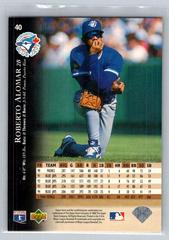 Back | Roberto Alomar Baseball Cards 1995 Upper Deck