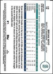 Back Of Card | Bryan Woo Baseball Cards 2024 Topps