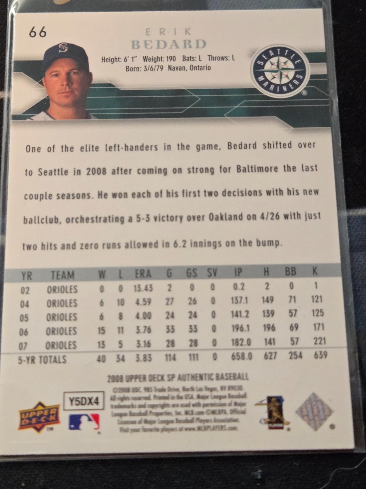 Erik Bedard #66 Prices | 2008 SP Authentic | Baseball Cards