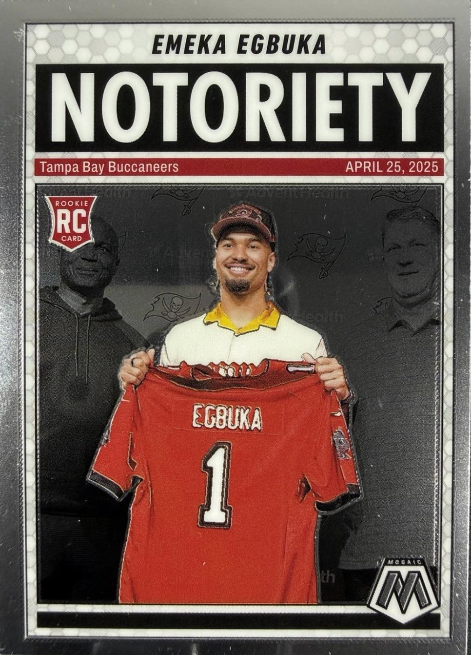 2025 Panini Mosaic Notoriety Emeka Egbuka #16 card