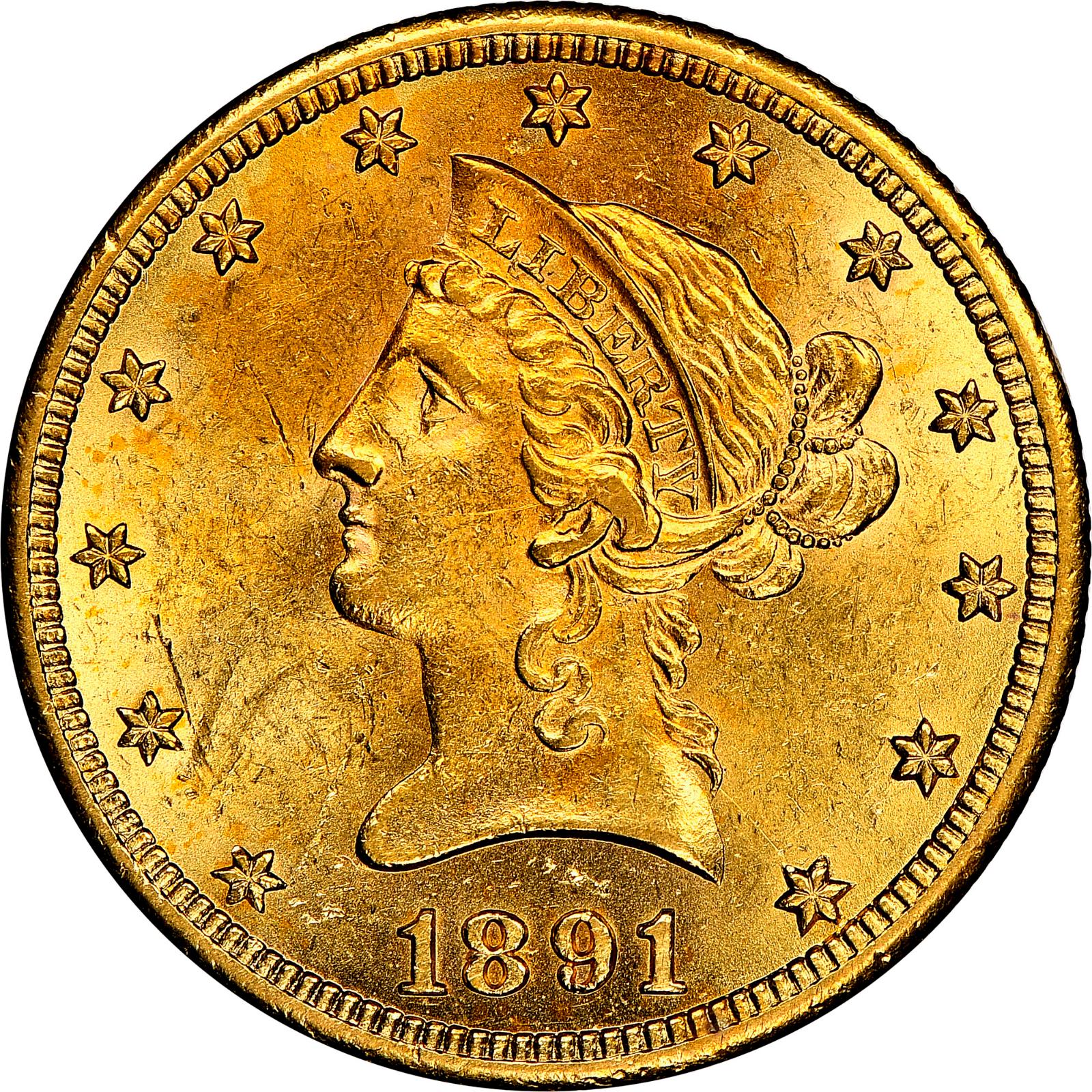 1891 CC Coins Liberty Head Gold Double Eagle