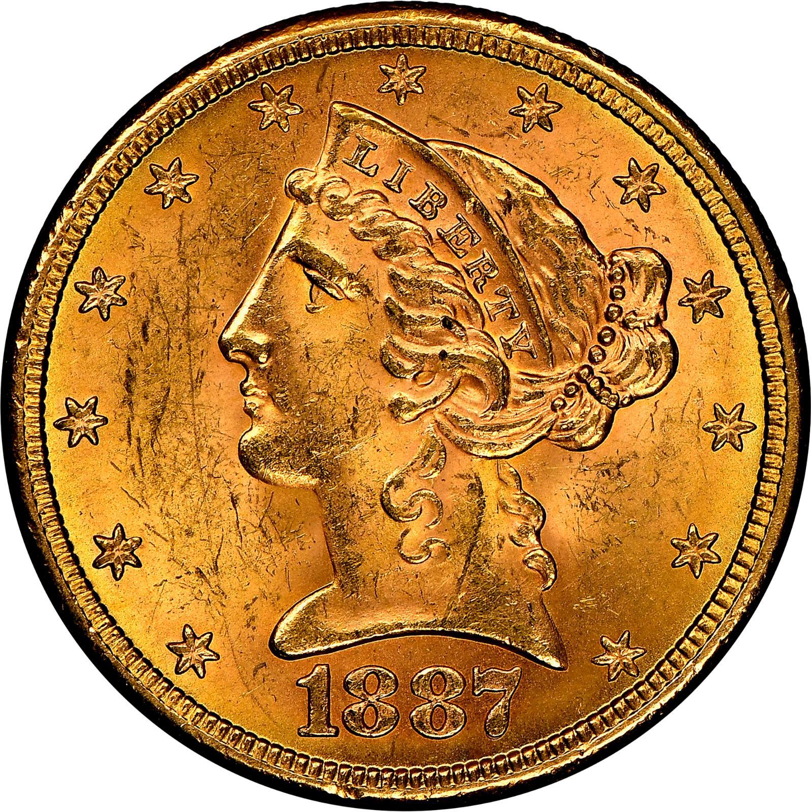 1887 Coins Liberty Head Half Eagle