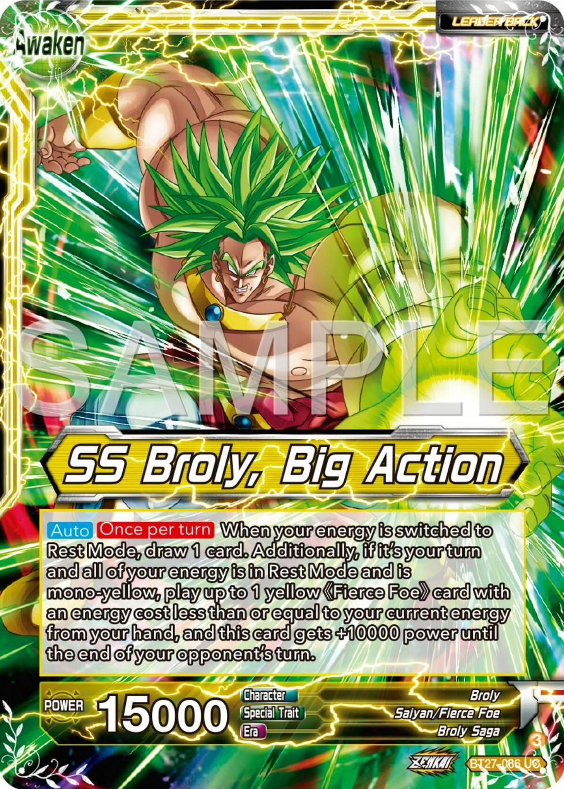 Broly // SS Broly, Big Action BT27-066 Dragon Ball Super: History of Z
