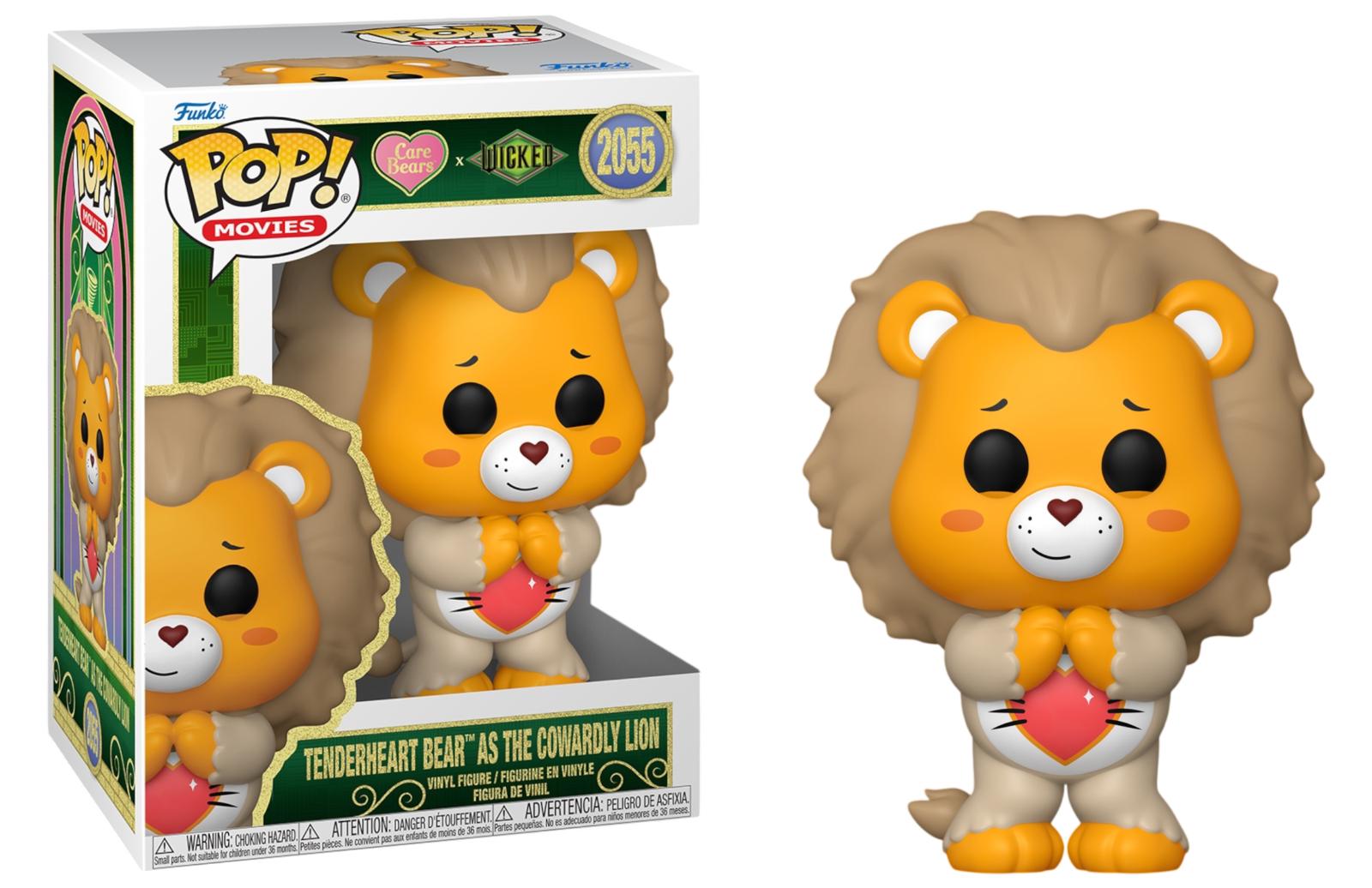 Tenderheart Bear As The Cowardly Lion #2055 Care Bears x Wicked Funko Pop box and figure