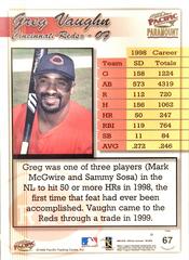 Back | Greg Vaughn Baseball Cards 1999 Pacific Paramount