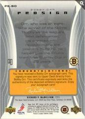 Back Of Card | Bobby Orr Hockey Cards 2003 Upper Deck MVP Prosign
