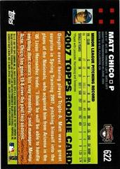 Back Of Card | Matt Chico Baseball Cards 2007 Topps