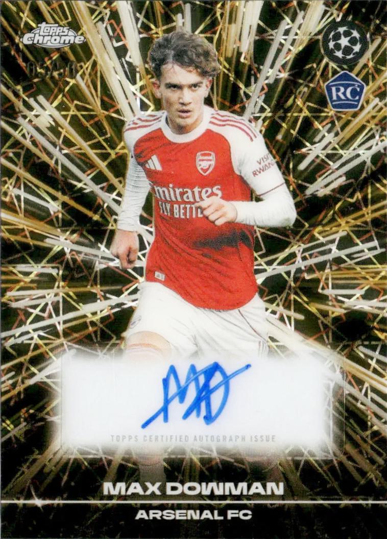 2025 Topps Chrome UEFA Black Lazer Autograph Max Dowman [Black Gold] #BLA-MD card