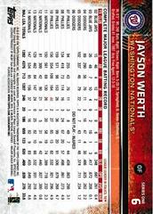 Back Of Card | Jayson Werth Baseball Cards 2015 Topps