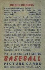 Back | Robin Roberts Baseball Cards 1951 Bowman