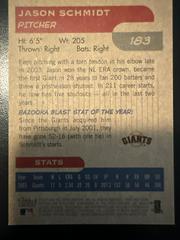 Back | Jason Schmidt [Mini] Baseball Cards 2004 Bazooka