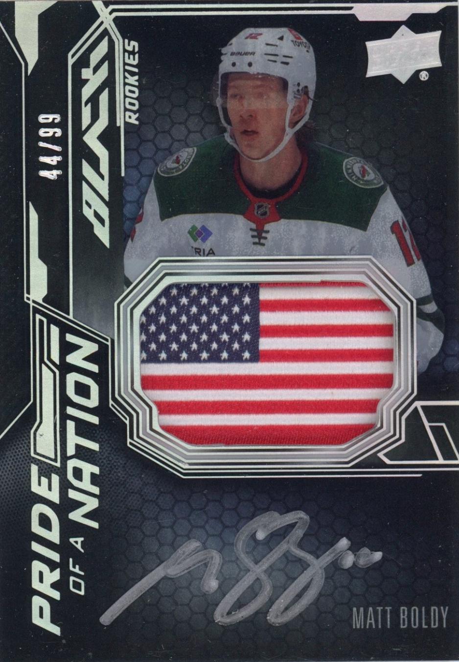 Matt Boldy #PON-MB 2022 Spx UD Black Pride Of A Nation Autographs Hockey