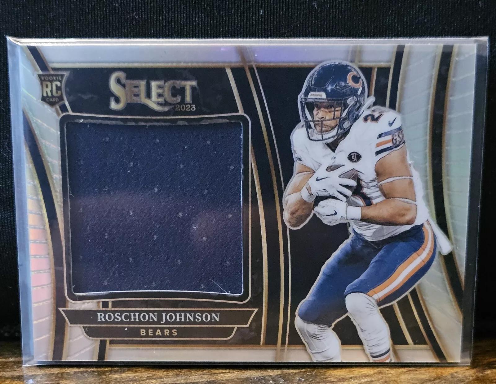 Roschon Johnson #18 Football Cards 2023 Panini Select Jumbo Rookie Swatch Prizm