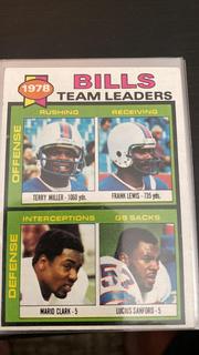 Bills Team Leaders / Checklist (Terry Miller / Frank Lewis / Mario Clark / Lucius Sanford) TL, CLVAR: Gray Back