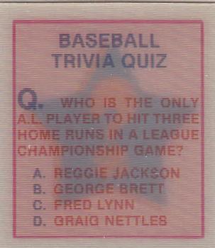 Baseball Trivia Quiz #129 1986 Sportflics Magic Motion Trivia Quiz Baseball