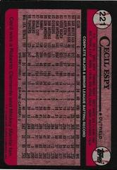 Back Of Card | Cecil Espy Baseball Cards 1989 Topps