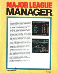 US Back Cover | Major League Manager PC Games